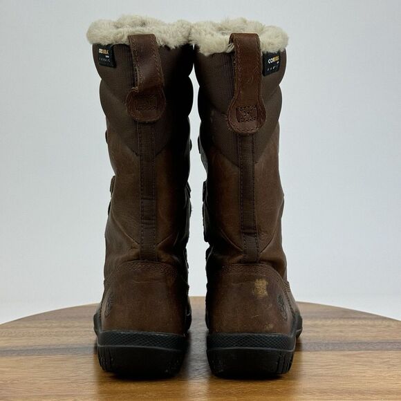 Womens TImberland Mount Hope Mid Fur Brown Leather Winter‎ Trail Boots Size 7 M - Picture 4 of 10